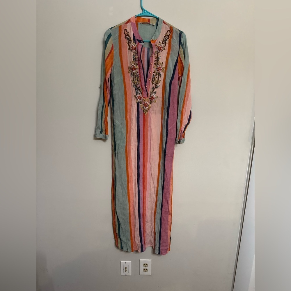 Soft Surroundings Striped Aruba Caftan boho Dress. resortwear size XS - Picture 4 of 6
